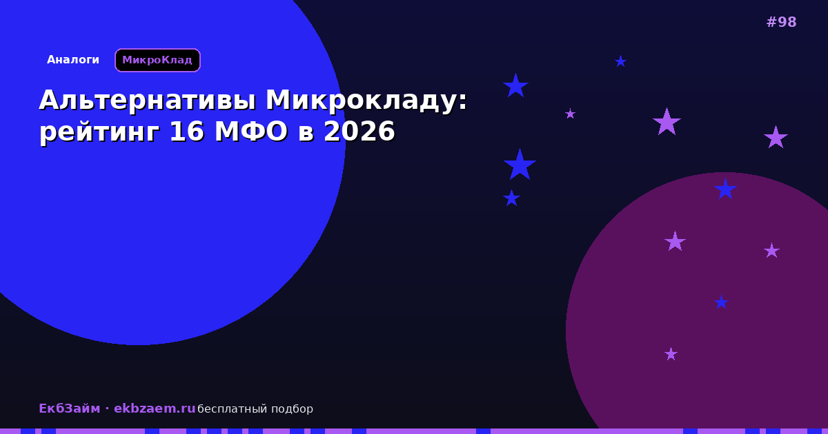 16 МФО вместо Микроклада: подбор условий 2026