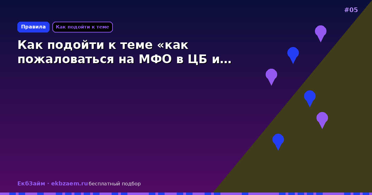 Как подойти к теме «как пожаловаться на МФО в ЦБ и…