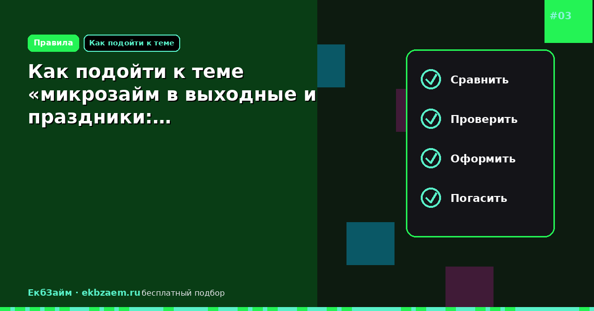 Обложка: Как подойти к теме «микрозайм в выходные и праздники:…