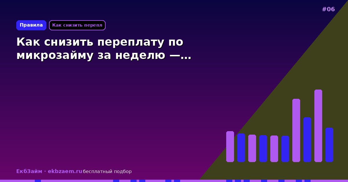 Как снизить переплату по микрозайму за неделю —…