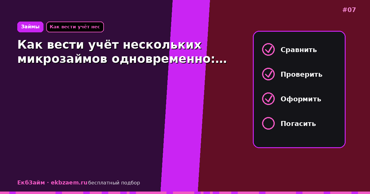 Как вести учёт нескольких микрозаймов одновременно:…