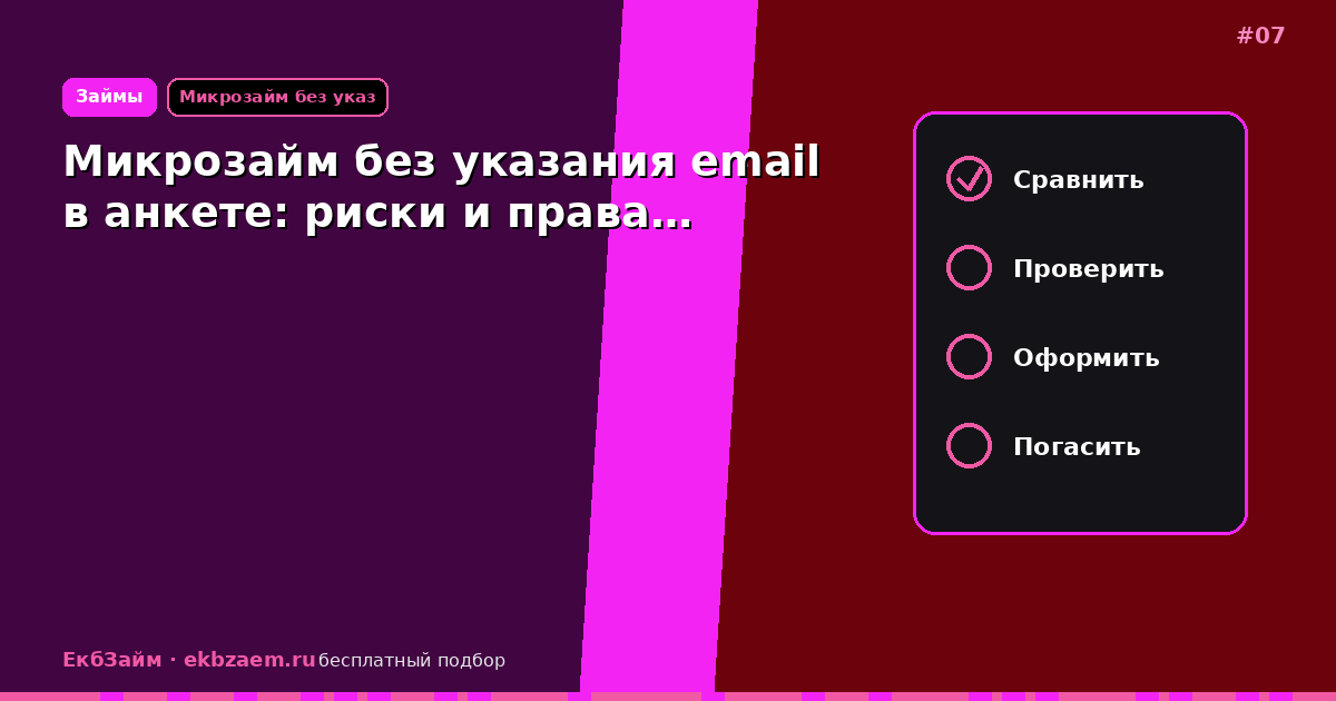 Микрозайм без указания email в анкете: риски и права…