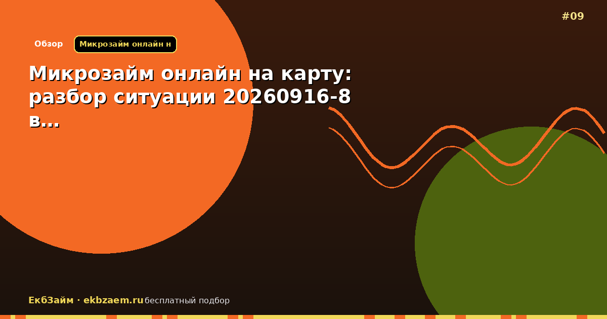 Микрозайм онлайн на карту: разбор ситуации 20260916-8 в…