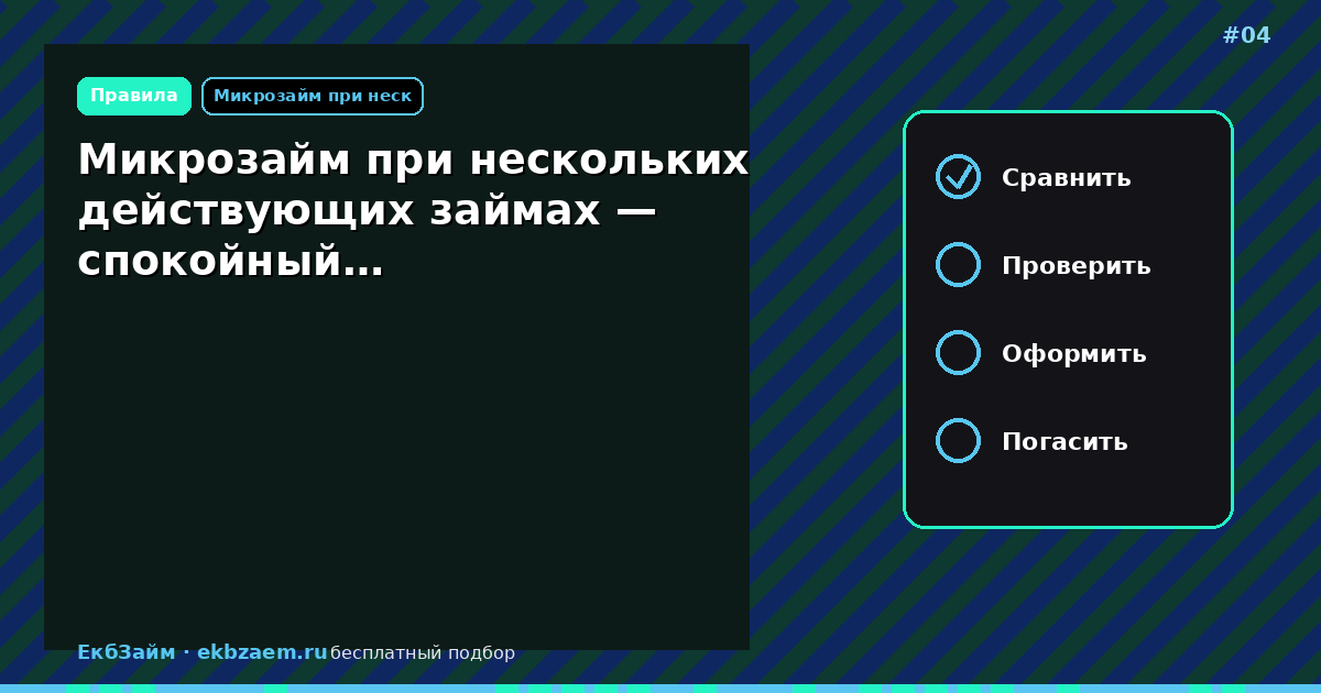 Микрозайм при нескольких действующих займах — спокойный…