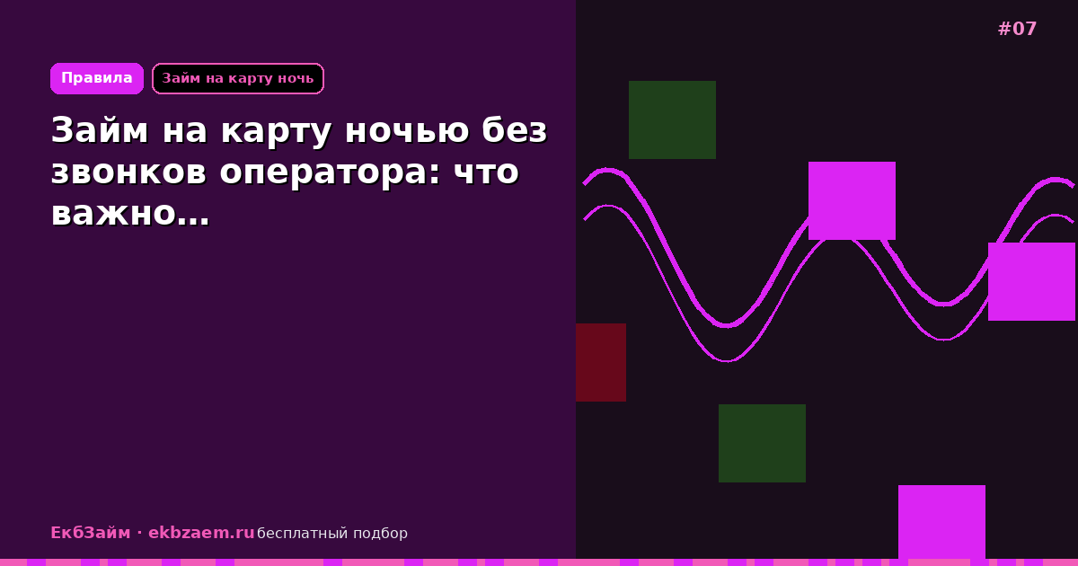 Обложка: Займ на карту ночью без звонков оператора: что важно…